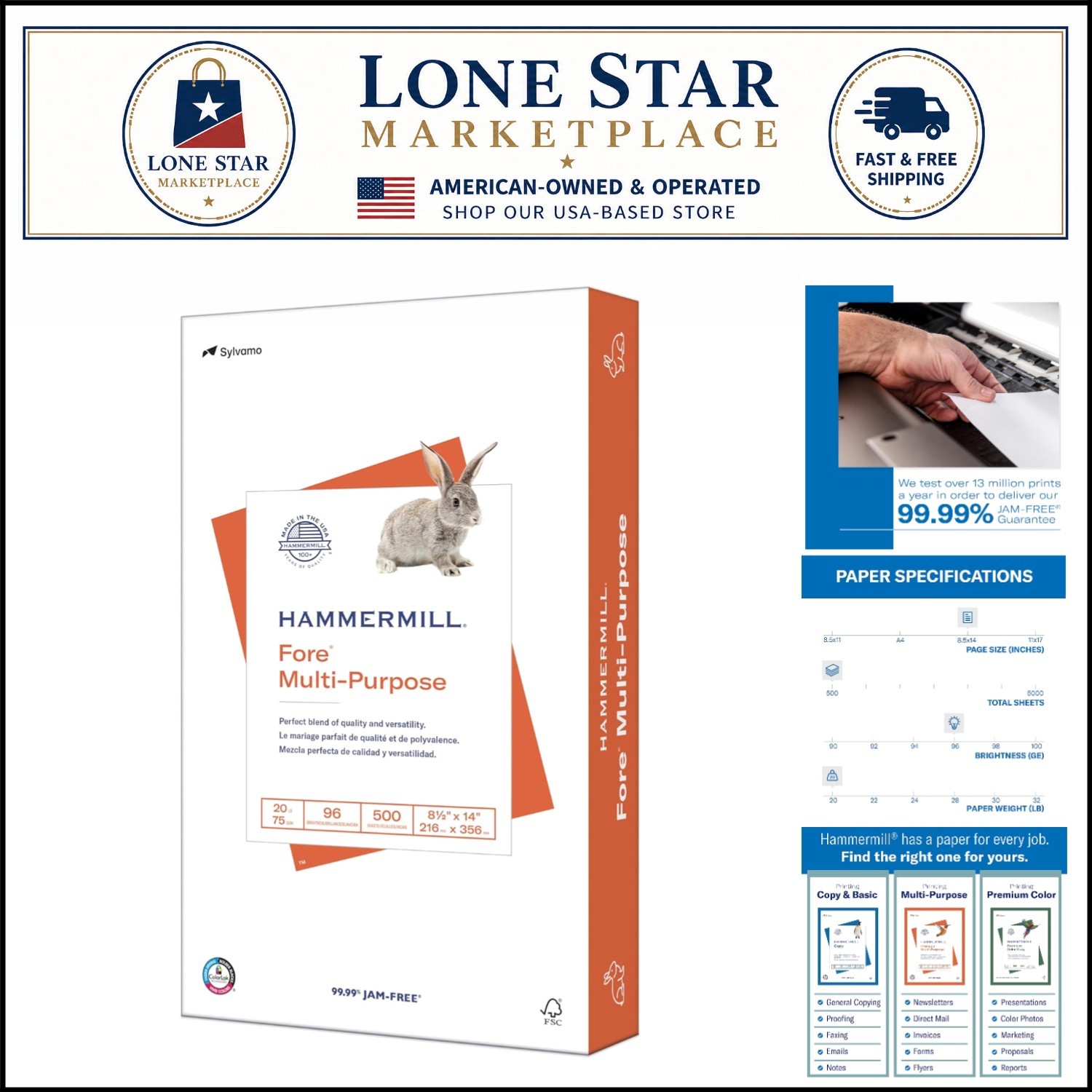 Eco-Friendly 20 lb Copy Paper, 8.5x14, 500 Sheets - ColorLok Technology Enhanced
