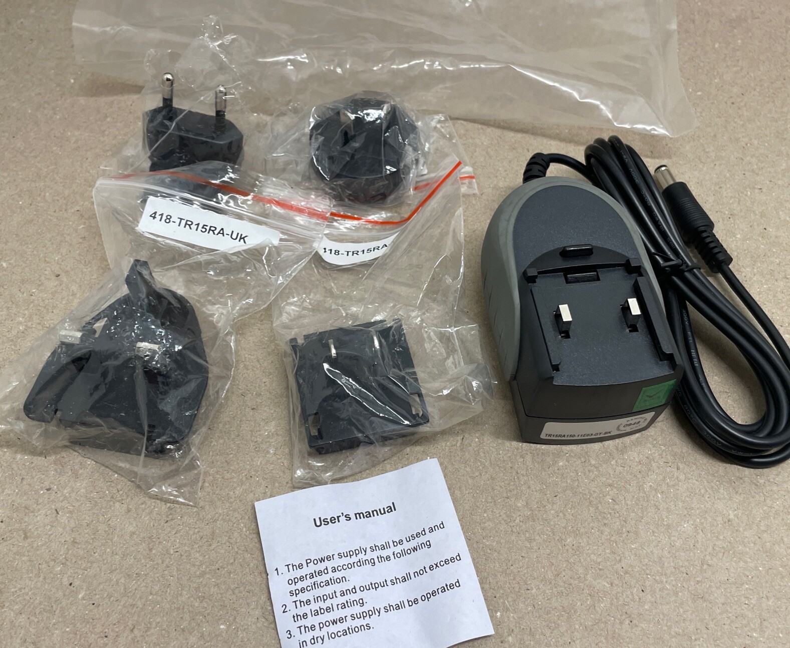 Cincon Electronics TR15RA150 15V 1.0A Wall Mount AC Power Adapter With Adaptors