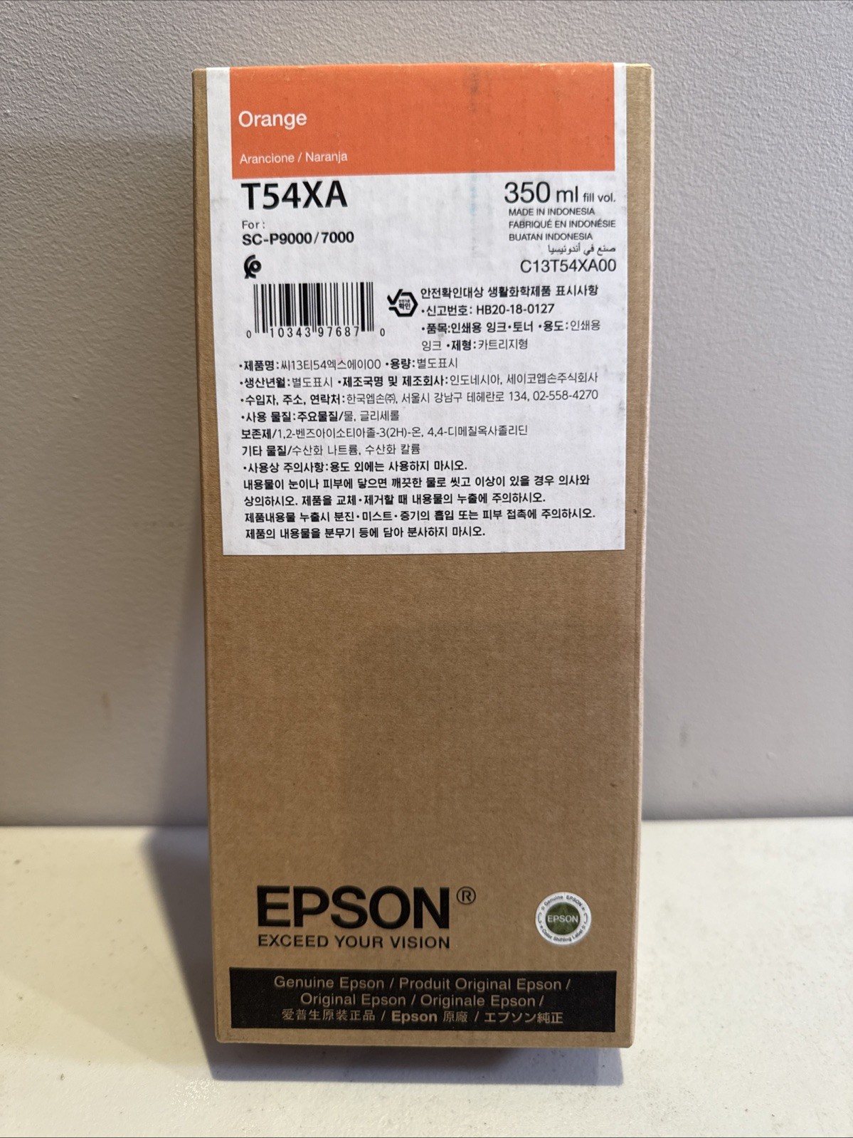 Epson T54XA UltraChrome HD Orange Ink 350ml SureColor P6000-P9000 Exp 05/2026