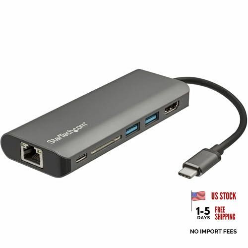 StarTech USB C Multiport Adapter, USB-C Travel Dock to 4K HDMI, 6-IN-1 with SD