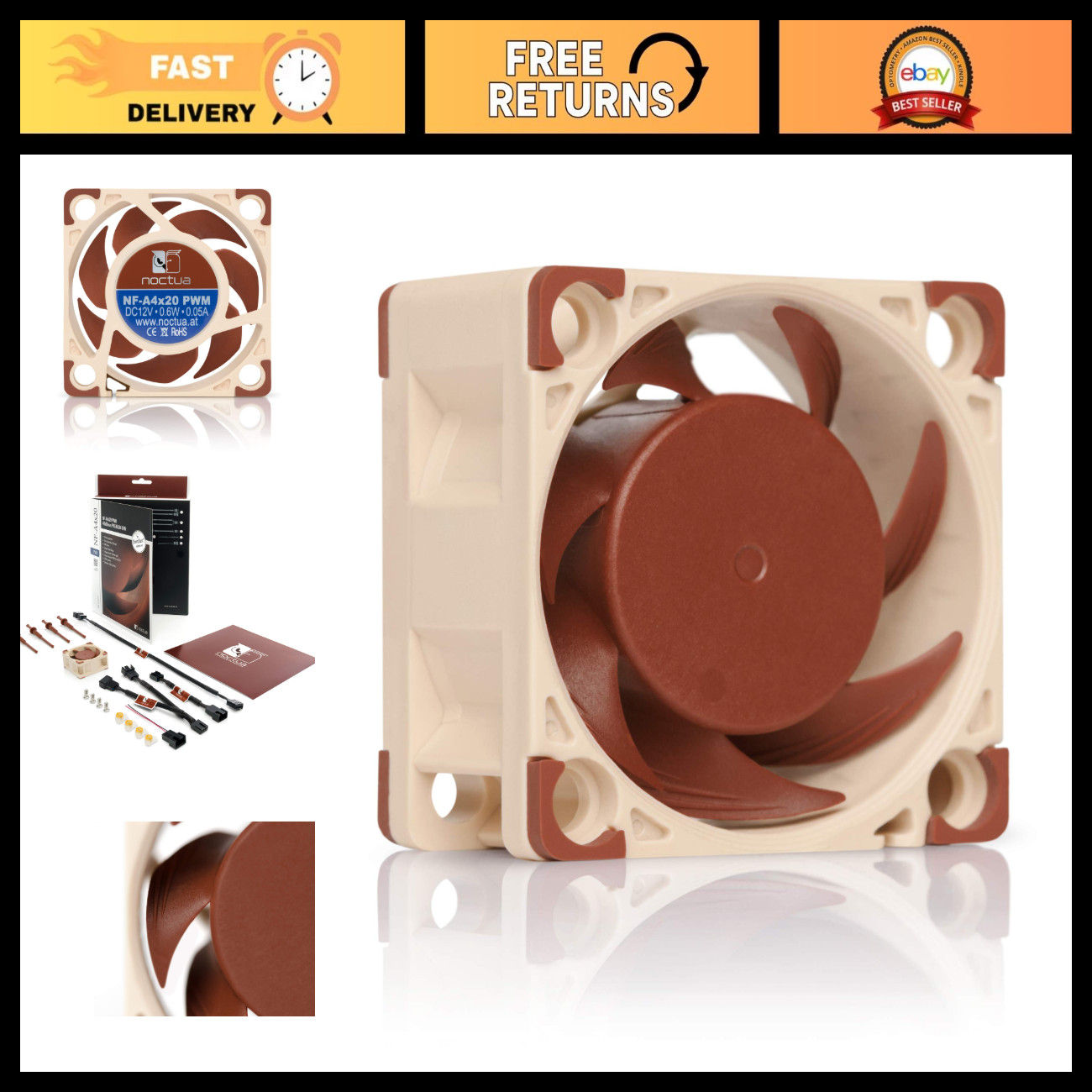 High-Performance 40mm PWM Quiet Cooling Fan for PCs & Electronics - Low Noise