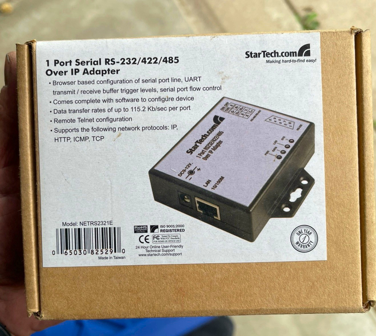 StarTech.com NETRS2321E 1-Port RS-232/422/485 Serial Over IP Terminal Server