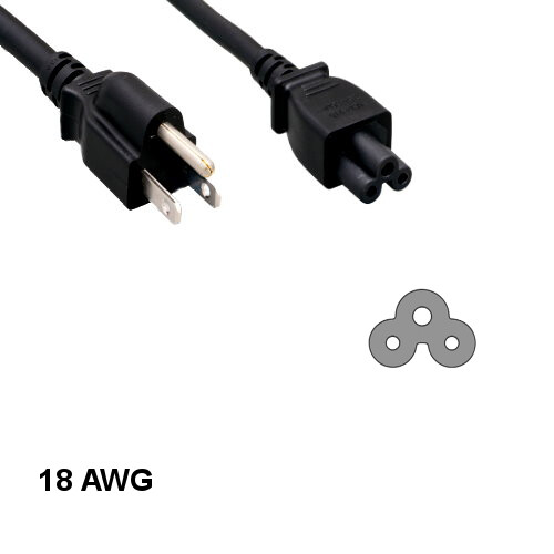 [10X] 15' 3Prong Notebook AC Power Cord NEMA 5-15P to IEC60320 C5 18AWG 10A/125V