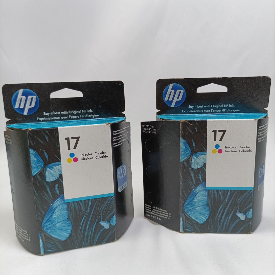 Lot of 2 Genuine HP 17 Tri Color Ink Cartridges Exp 2012 - READ