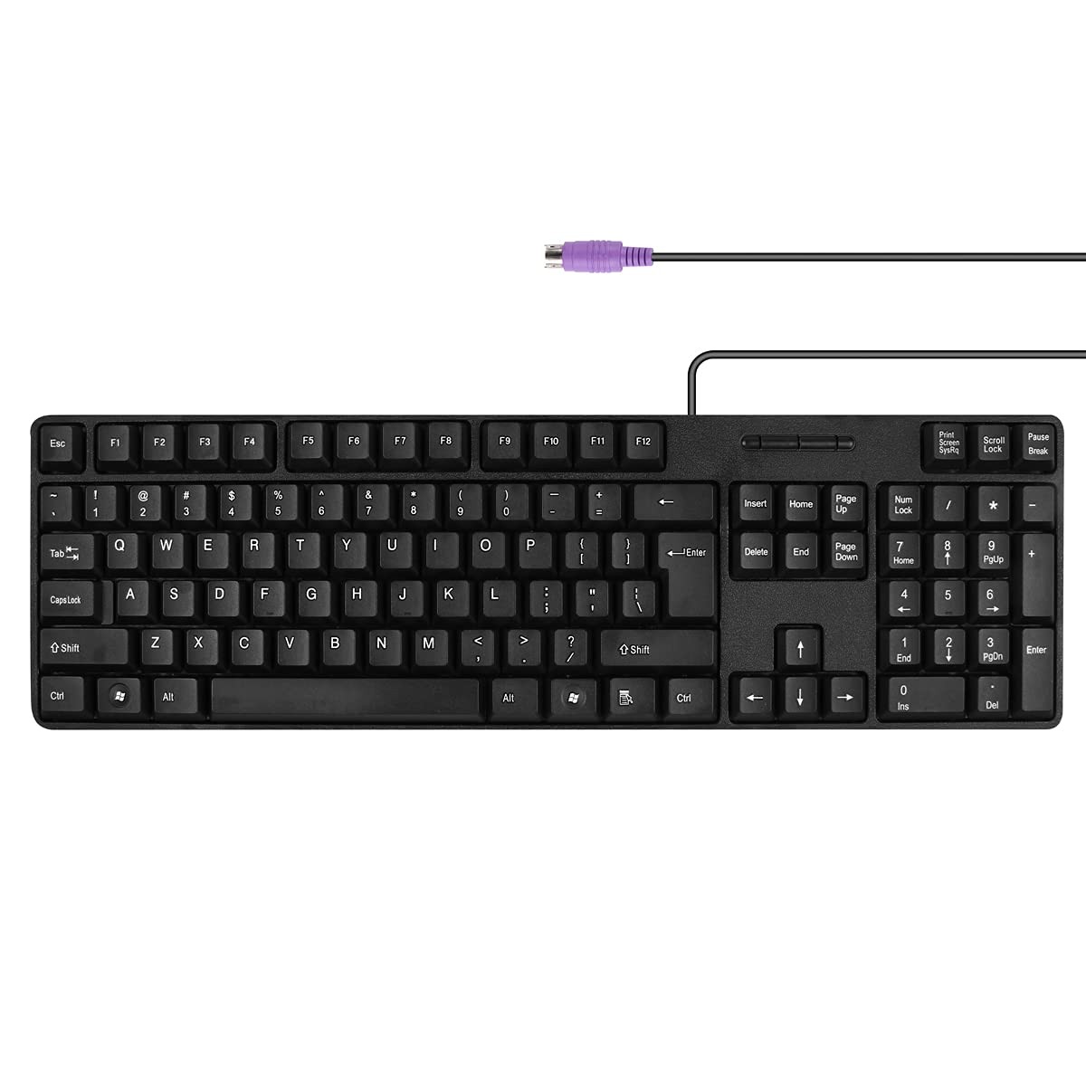 MCSaite Wired PS2 104-Key Computer Keyboard with Stands Waterproof Black