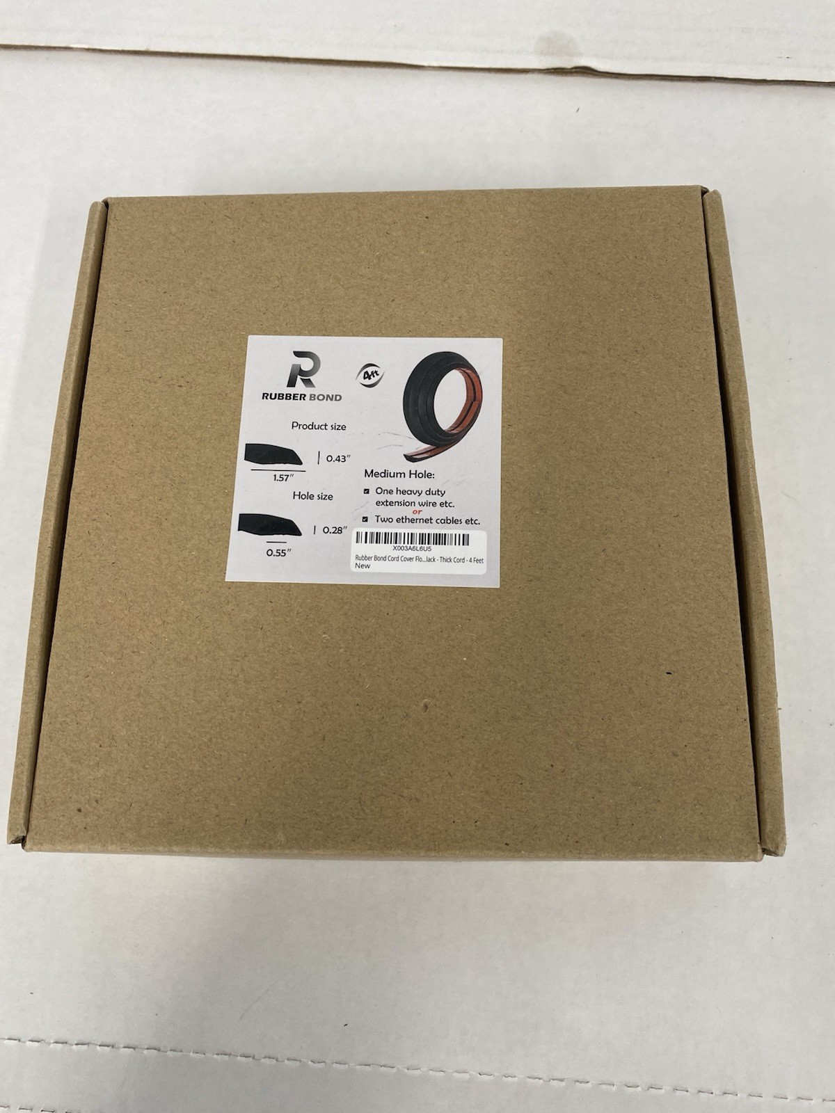 Rubber Bond Cord Cover 4 Ft. Length 1.57" W x 0.55" H BRAND NEW