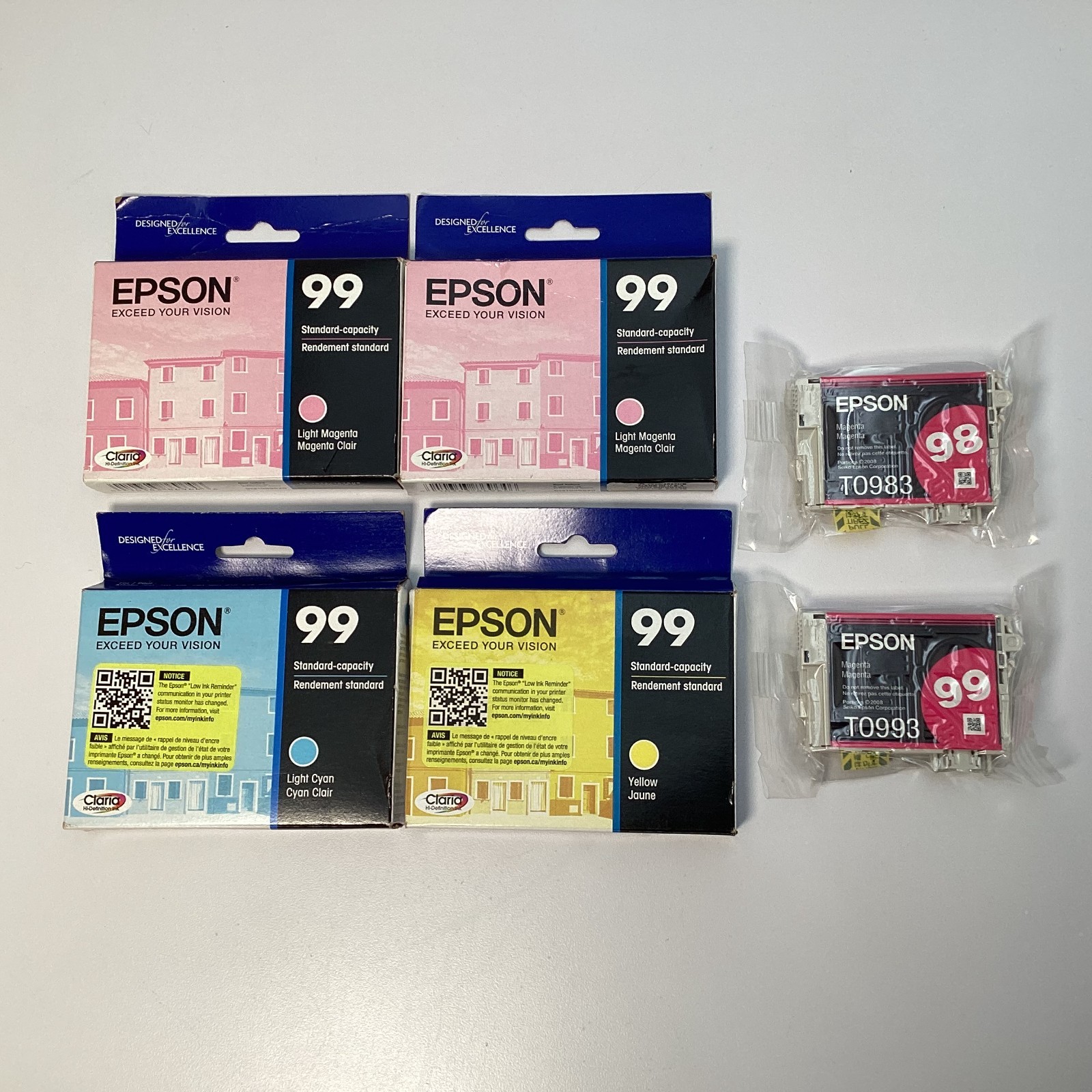 Lot of 6 Genuine Epson 98 & 99 Claria Ink Cartridges - Artisan 700 710 837 -2025