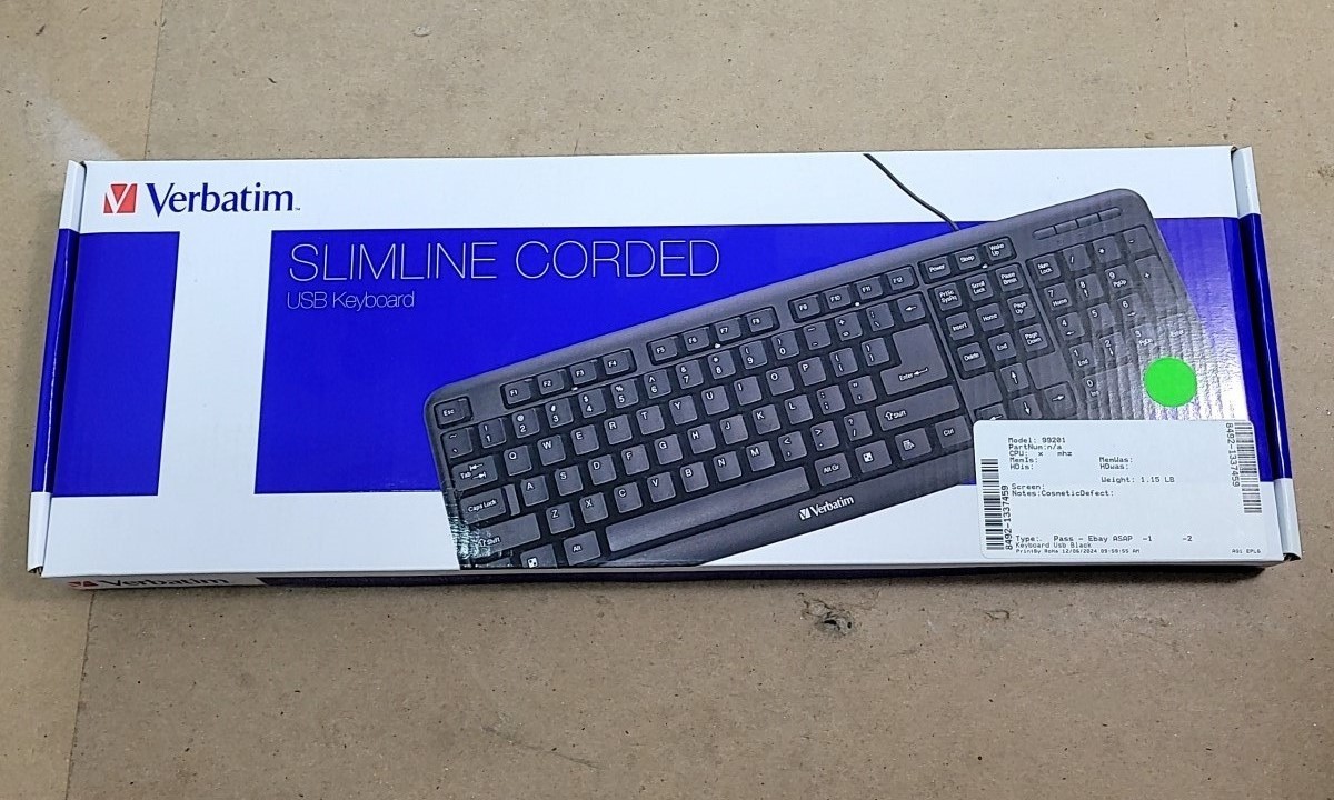 NEW SEALED BOX VERBATIM 99201 1702-494 Slimline Corded USB Keyboard