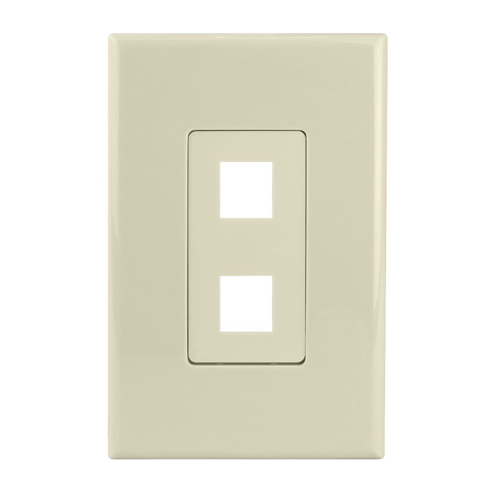Construct Pro 2-Port Keystone Wall Plate with Screwless Face (Ivory)