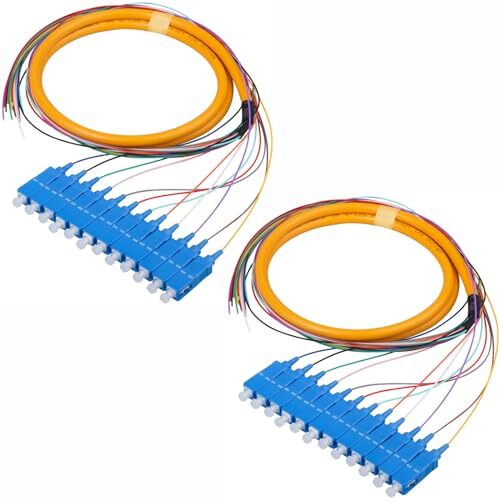 2-Pack SC/UPC Fiber Optic Pigtail, 1.5m 12 Strand SingleMode 9/125 Fiber Pigt...