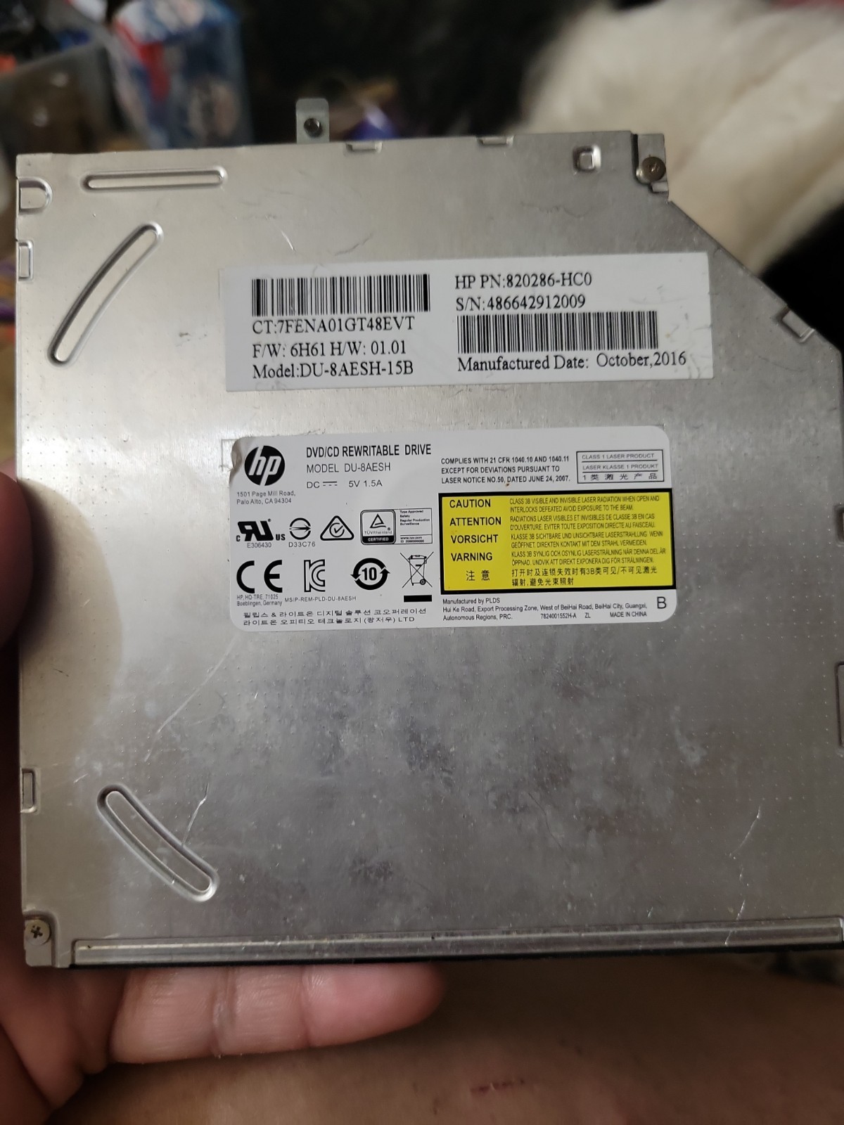 HP DU-8AESH-15B DVD/CD Rewritable Drive 820286-HC0