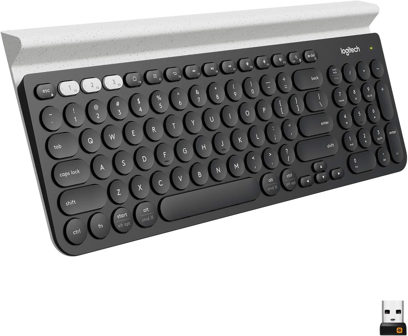 Logitech K780 Multi-Device Wireless Keyboard with Built-in Cradle, Speckles