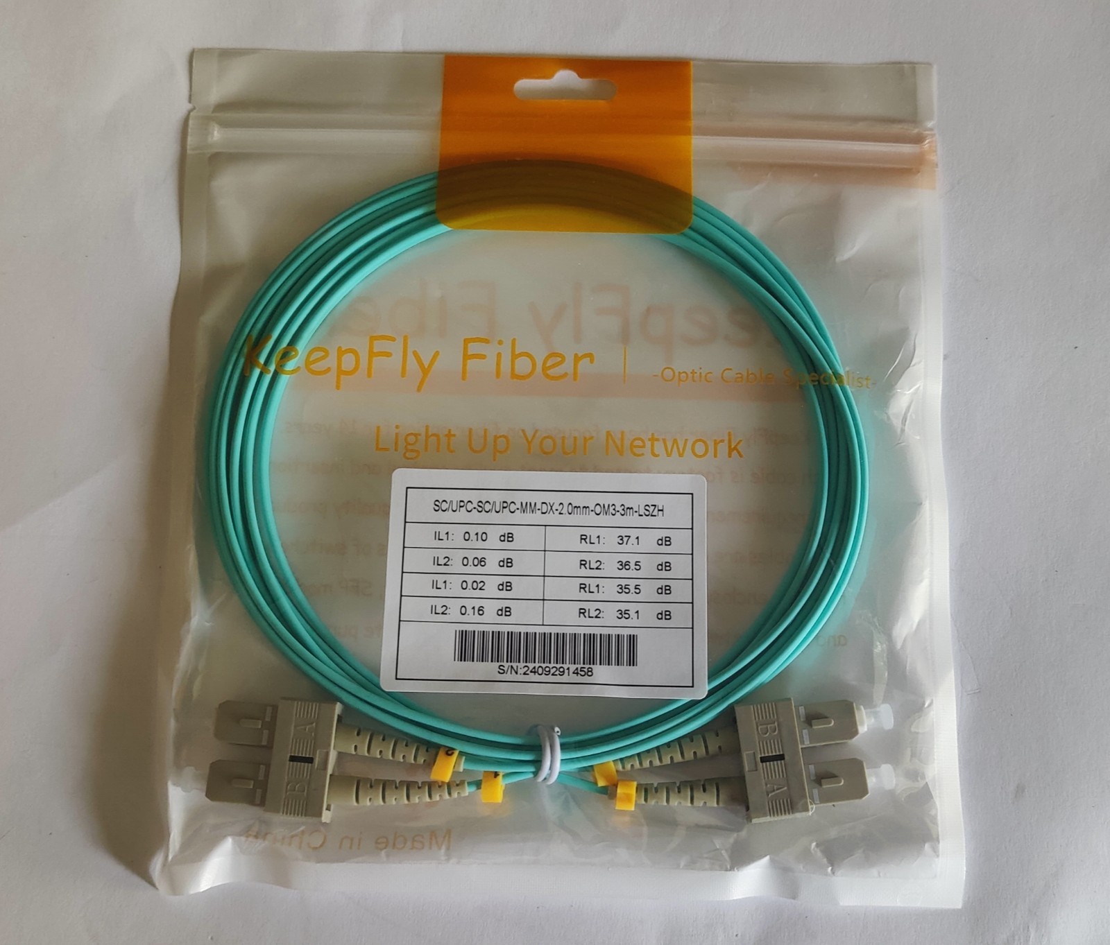 keepfly fiber optic cable SC/UPC TO SC/UPC  50/125um-MM-DX-2.0mm OM3-3m LSZH