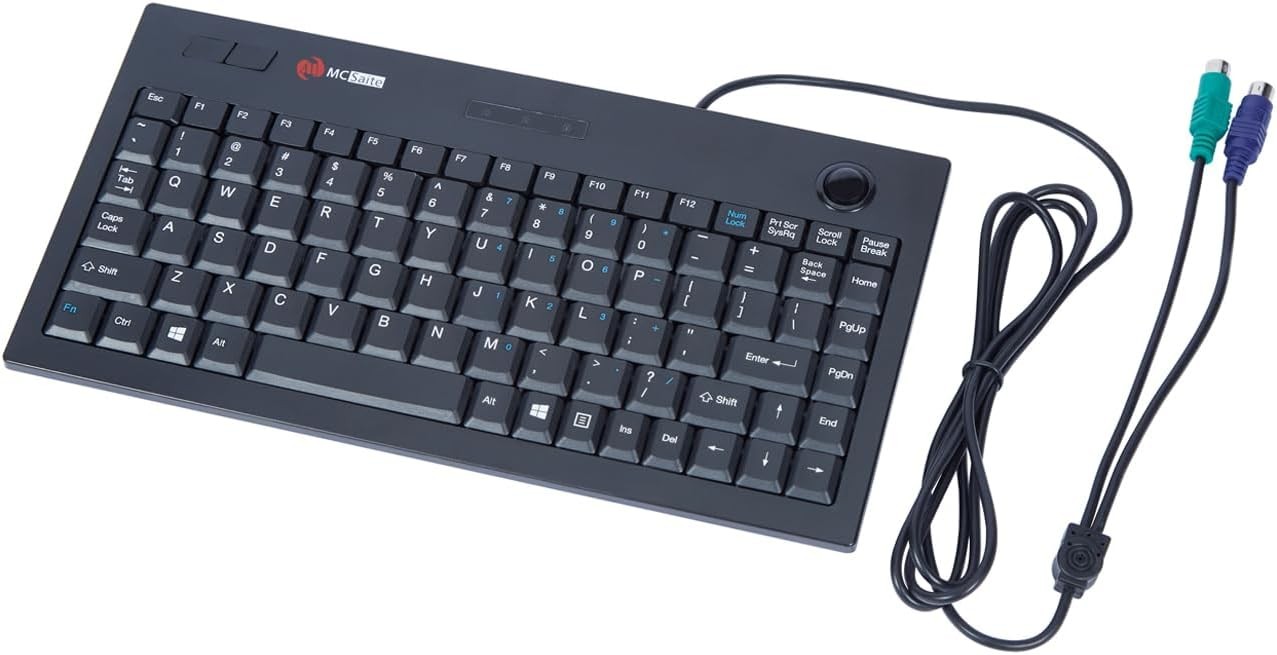 MCSaite Wired PS2 Trackball Keypad - Keyboard and Roll Mouse Combo - 11.8x7.5x1.