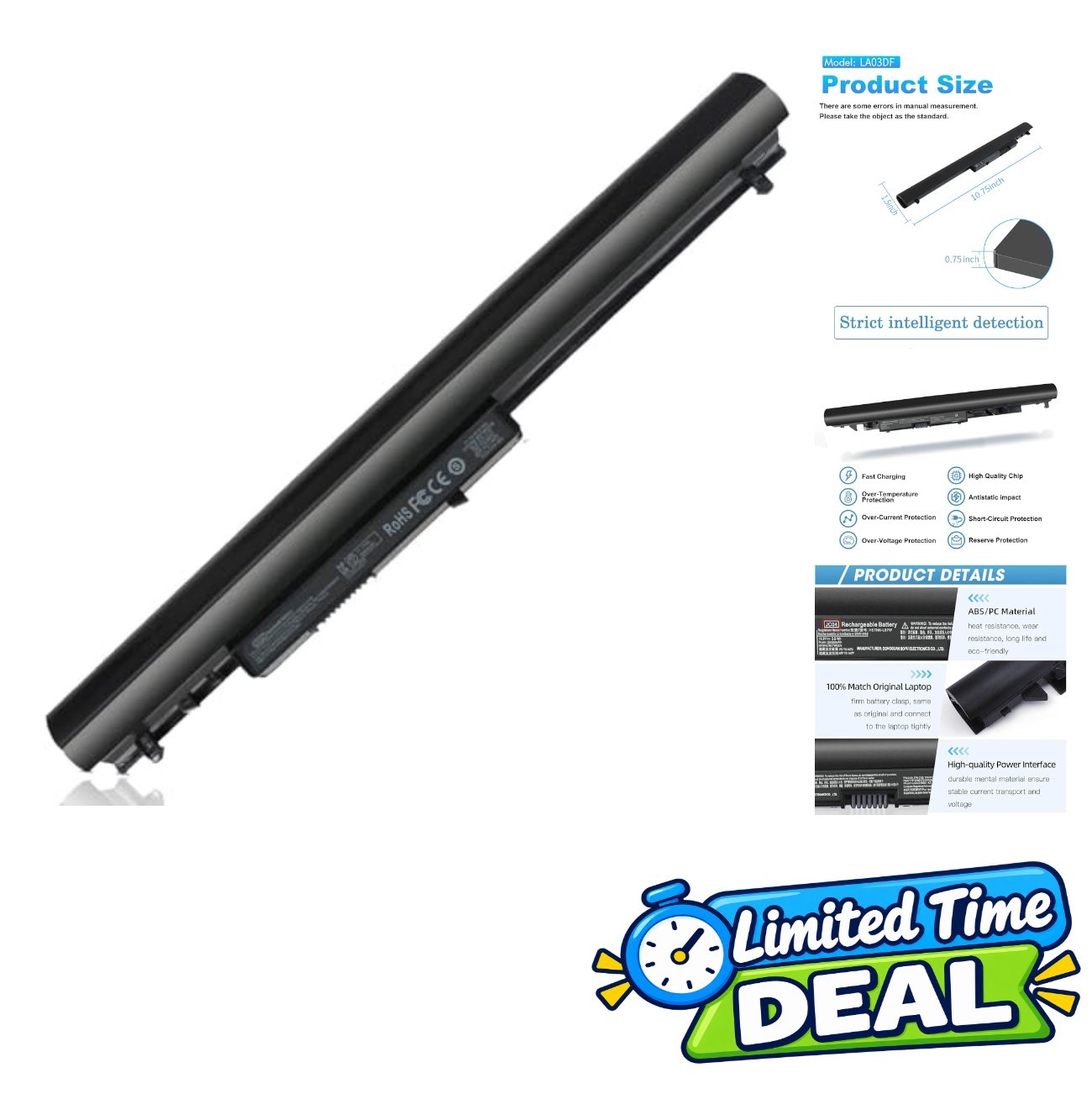 Laptop Battery 14.8V 2600mAh 38Wh 4 Cell Lithium Ion for HP 15-BS 17-BS Series