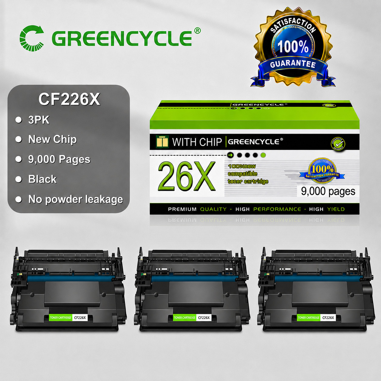 3 Compatible for HP Laserjet Pro M402n MFP High Yield CF226X 26X Toner Cartridge
