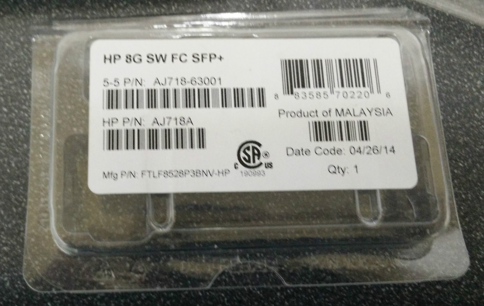 HP StorageWorks AJ718A 8Gb Short Wave FC SFP AJ718-63001 - NEW 