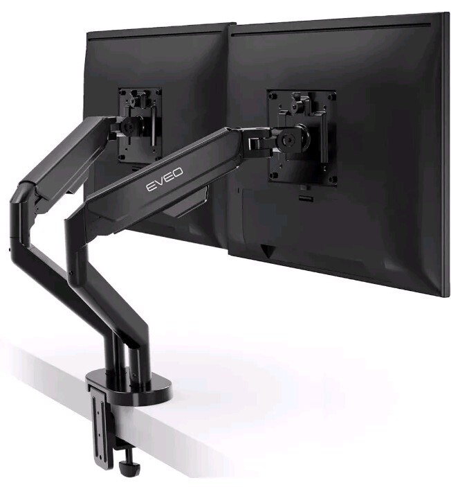 EVEO Premium Dual Monitor Mount 17"-27” Dual Monitor Arm VESA Bracket Adjustable