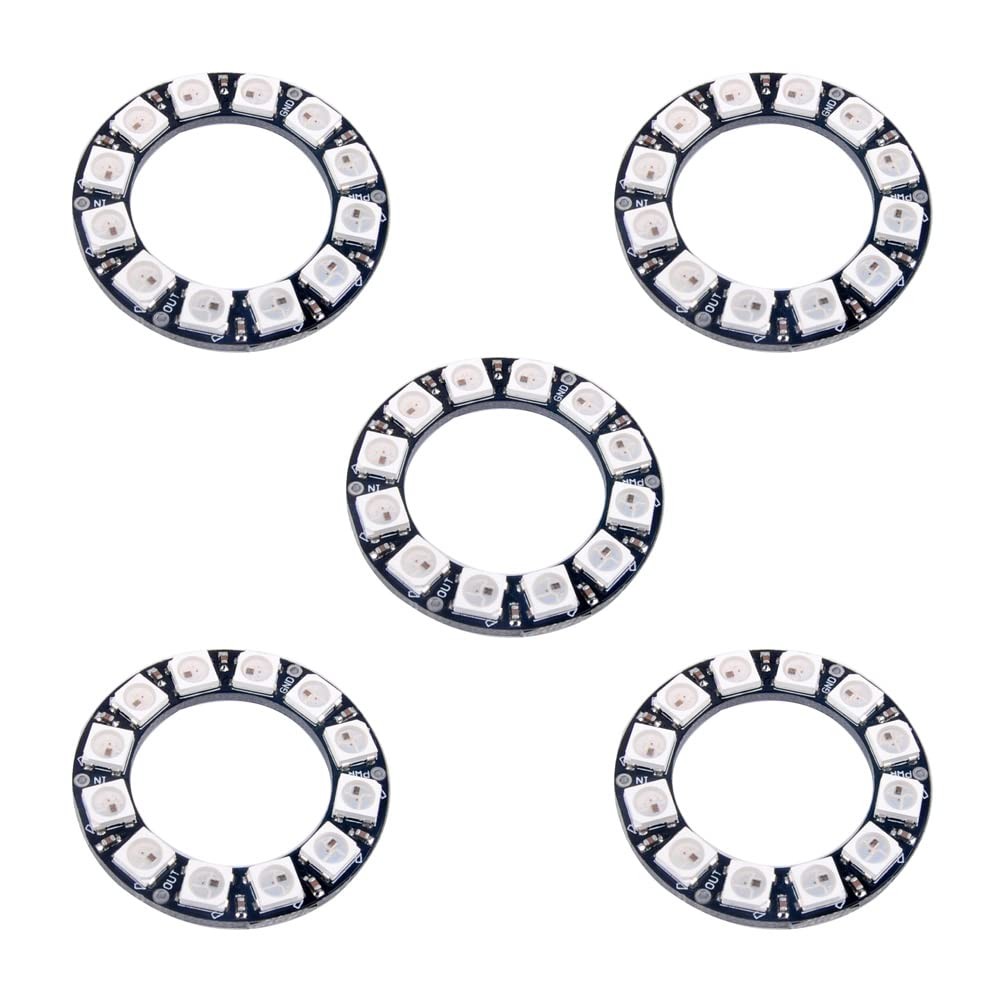 5PCS 12 X WS2812B RGB LED Rings 12 Bits 5050 Lamp Light with Integrated Drive...