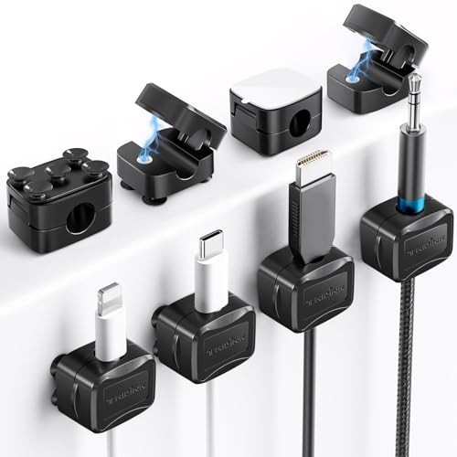6-Piece Magnetic Cable Clips Set with 6 Silicone Suction Cups for Cable 