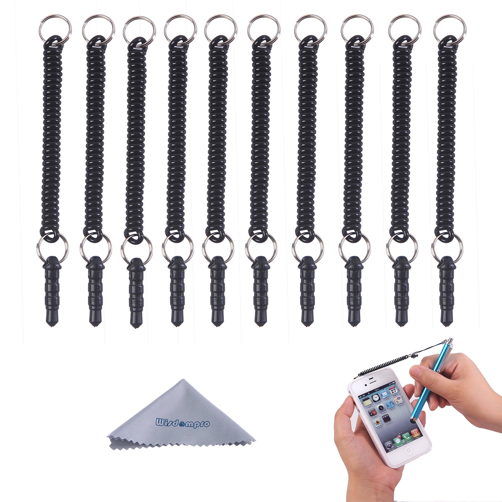 10 Pack Detachable Elastic Coil Stylus Tether Strings Lanyards for Stylus Pens