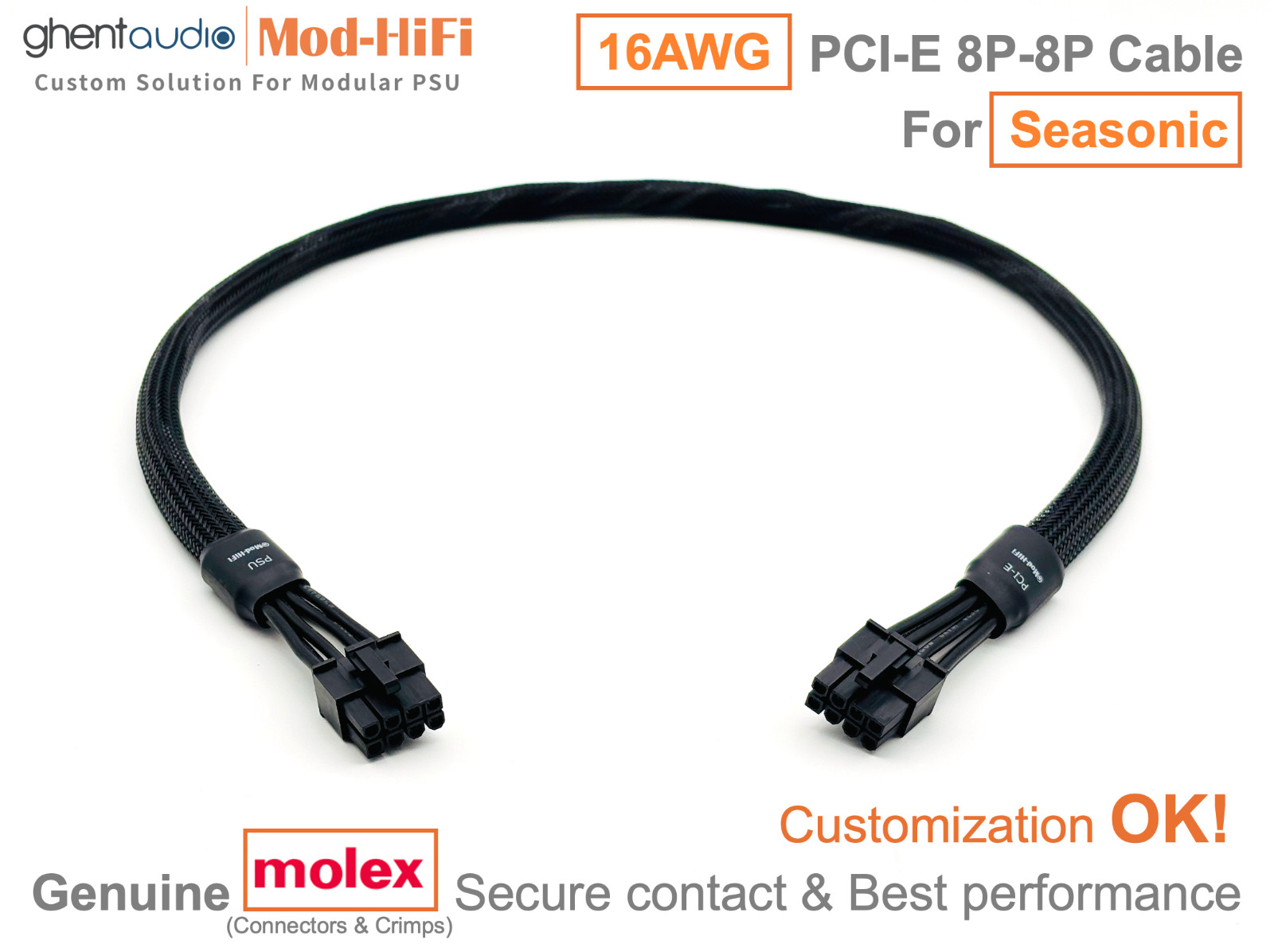 ⚡️16AWG PCI-E GPU 8P Cable for Seasonic PRIME Titanium TX1300 ...-📏70cm/27 inch