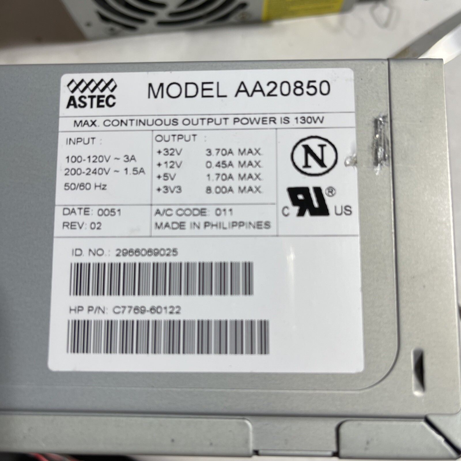 1 HP DesignJet 800 500 Power Supply C7769-60122 AA20850