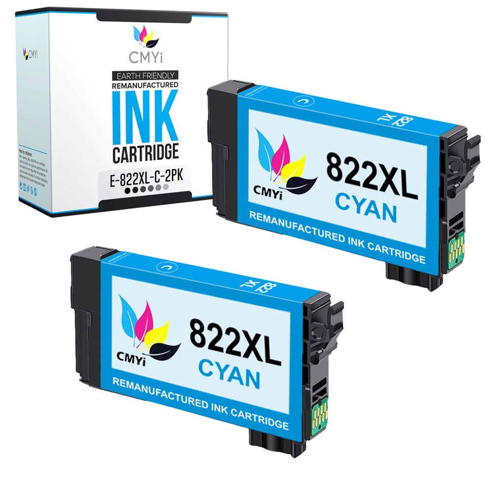 CMYi 2X Compatible 822XL Cyan Ink Cartridge for Epson WorkForce Pro WF-3820 4820