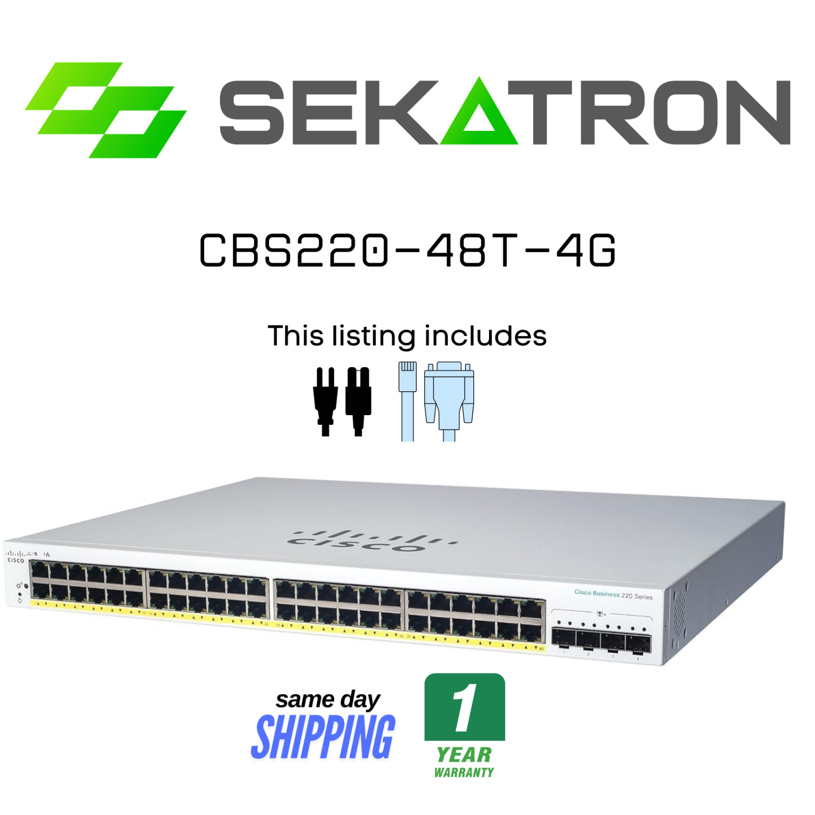 ♻️ Cisco Refresh CBS220-48T-4G 48-Port Gig Switch w/ 4x1G SFP Uplinks ⚡Fast Ship