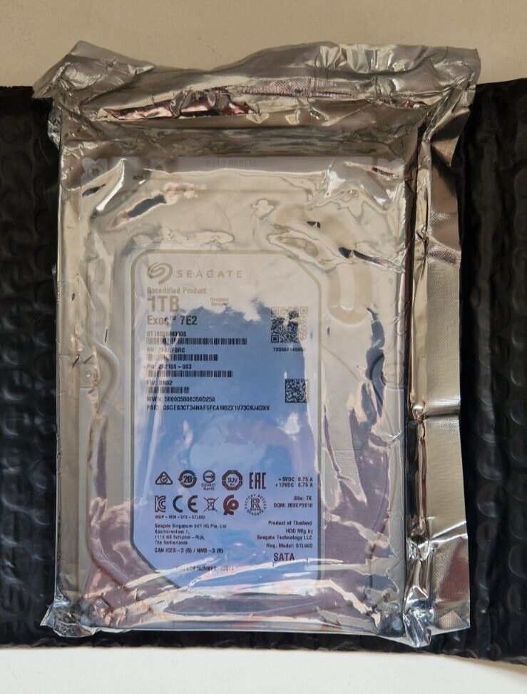 Seagate Exos 1 TB. Part number: 2F2100-003. New in sealed bag.