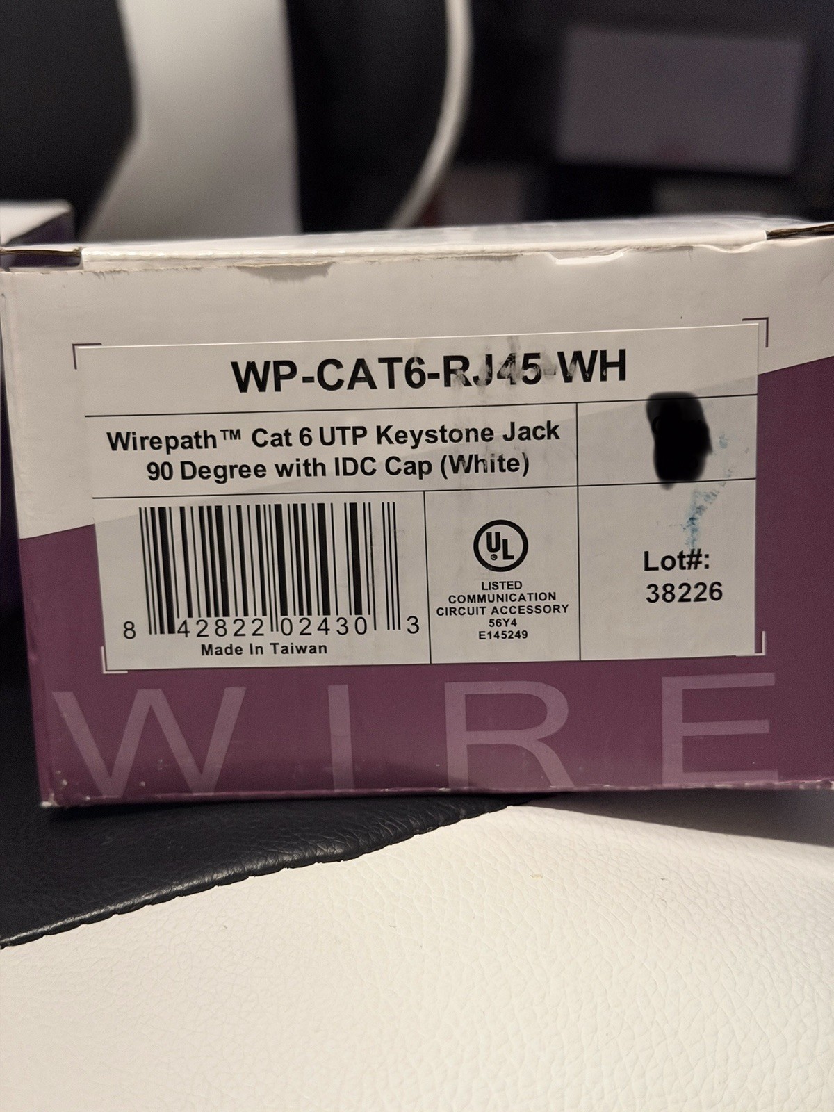 Wirepath Cat6 UTP Keystone Jack - WP-CAT6-RJ45-WH - Box of 10 - Brand New