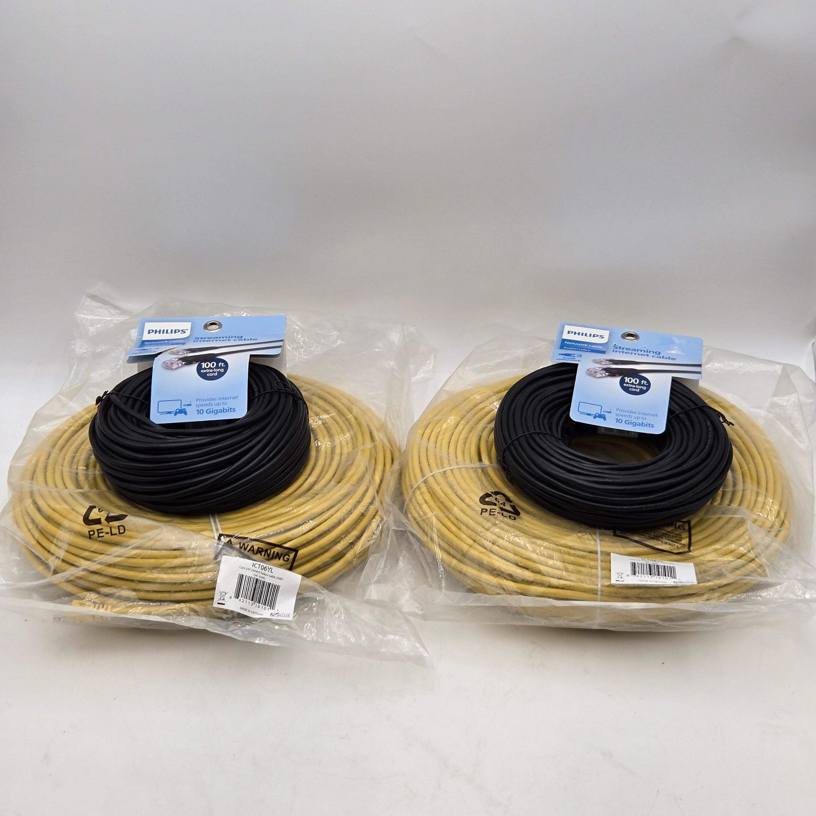 CAT6 Ethernet Cable Lot - 2x Maximm 250ft & 2x Philips 100ft - 700ft Total - NEW