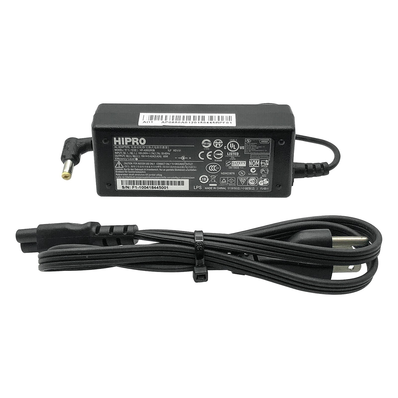 Original Hipro 65W AC Power Adapter for Acer Aspire 1000 2000 3000 Series Laptop