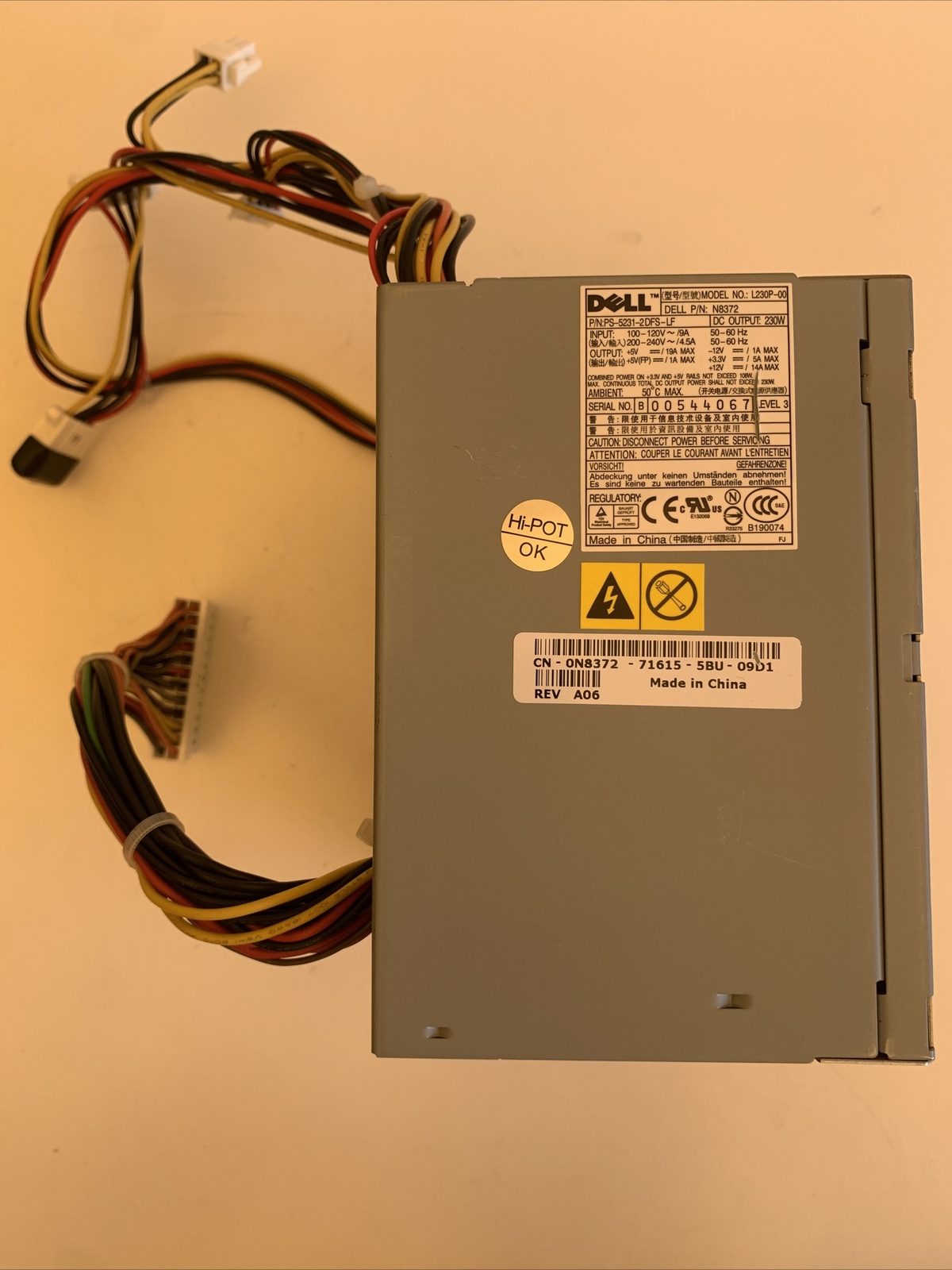 Genuine Dell Model L230P-00    Ps-5231-2dfs-lf  N83782 tested