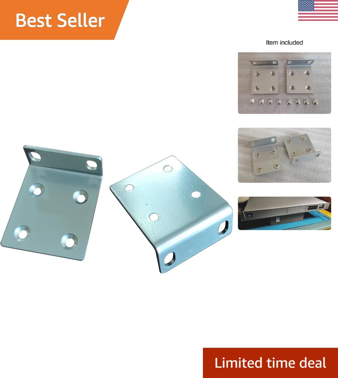 Elegant Silver Rack Ears for 1U Ubiquiti Devices - Reliable Quality Included