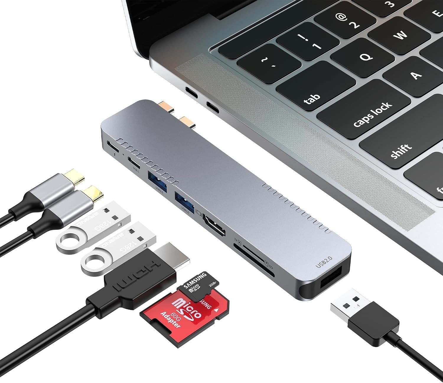 USB-C PD Hub Adapter for MacBook Pro/Air Docking Station 8-in-2