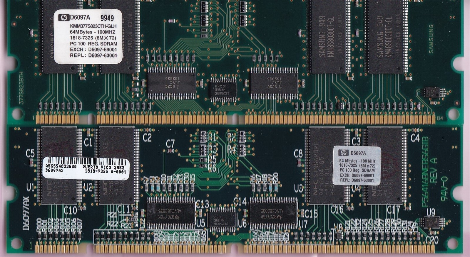 128MB 2x64MB PC-100 HP 1818-7325 D6097A PC100 ECC REG SDRam RAM Memory Kit RDIMM
