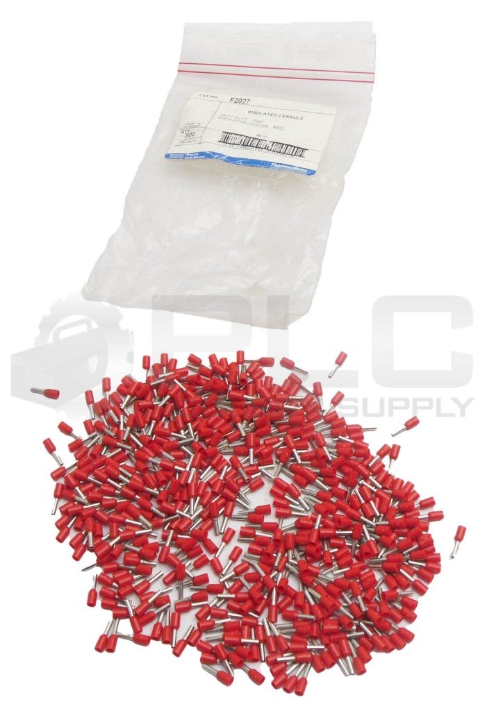 NEW BAG OF 500 THOMAS & BETTS F2027 INSULATED FERRULES 18-17AWG .236" RED