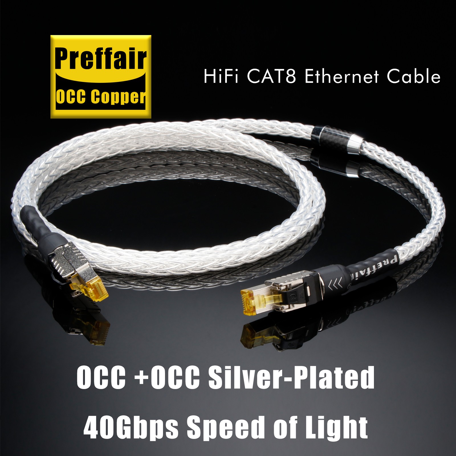 High Performance CAT8 Cable 40Gbps OCC Copper RJ45 Gold Connector Ethernet Cord