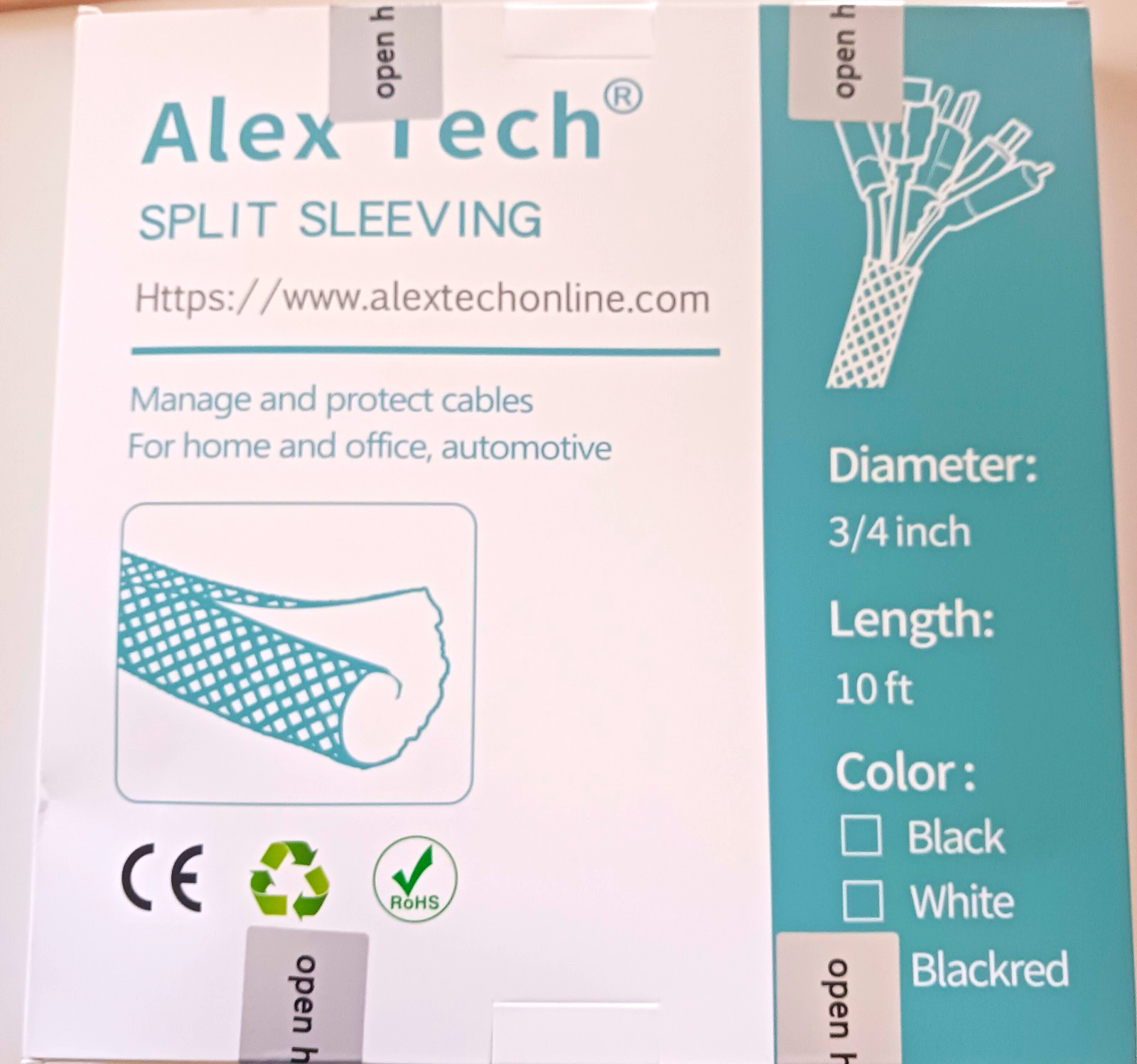 Alex Tech Split Cable Sleeve 3/4 in Dia x 51.5  Inches Black Plastic Wrap