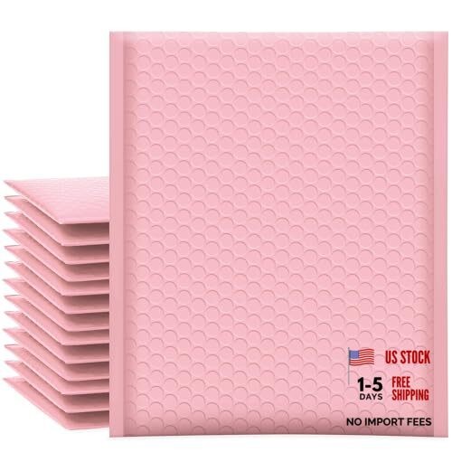 Bubble Mailers 8.5x12 Inch Light Pink 25 Pack Poly 8.5x12" 25PC Light pink