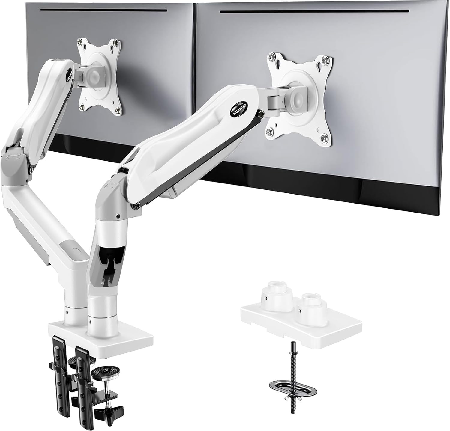 Dual Monitor Stand - Full Adjustable Monitor Desk Mount Swivel Vesa Bracket with