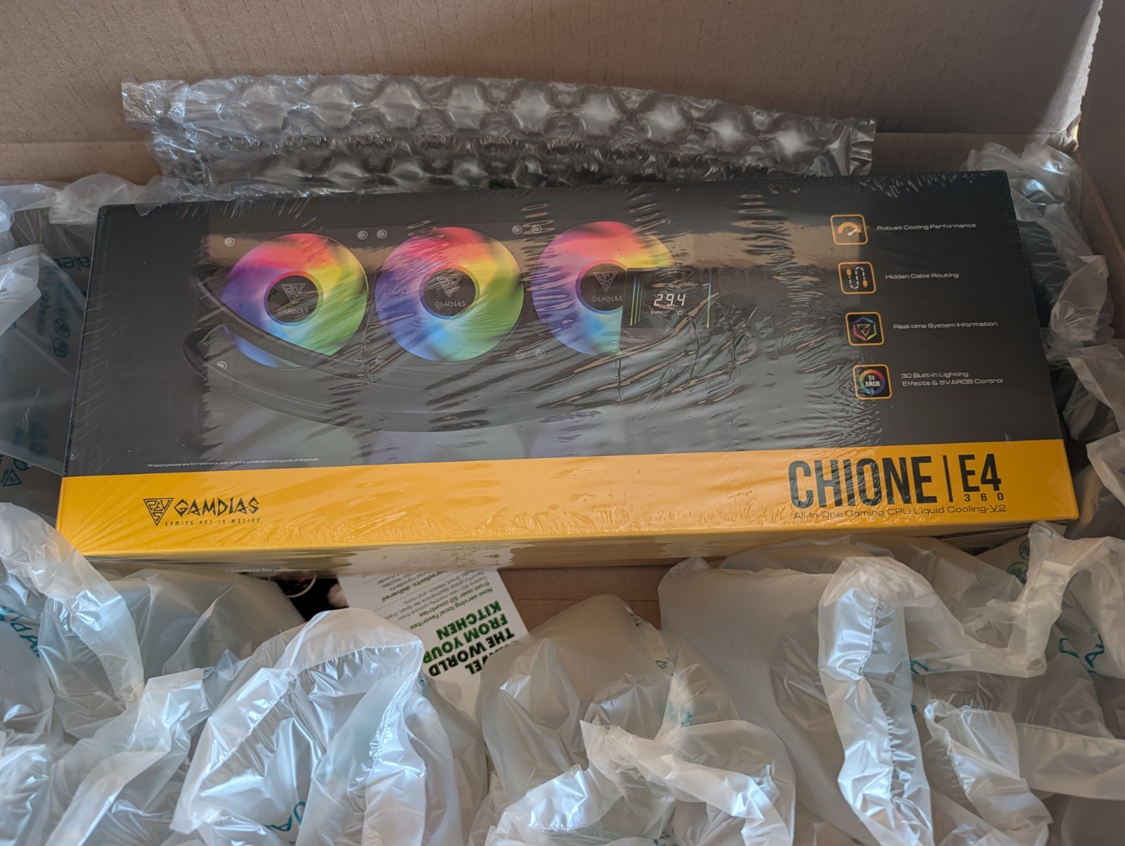 GAMDIAS CHIONE E4 360mm V2 AIO CPU Cooler & ARGB Liquid Cooler with Digital