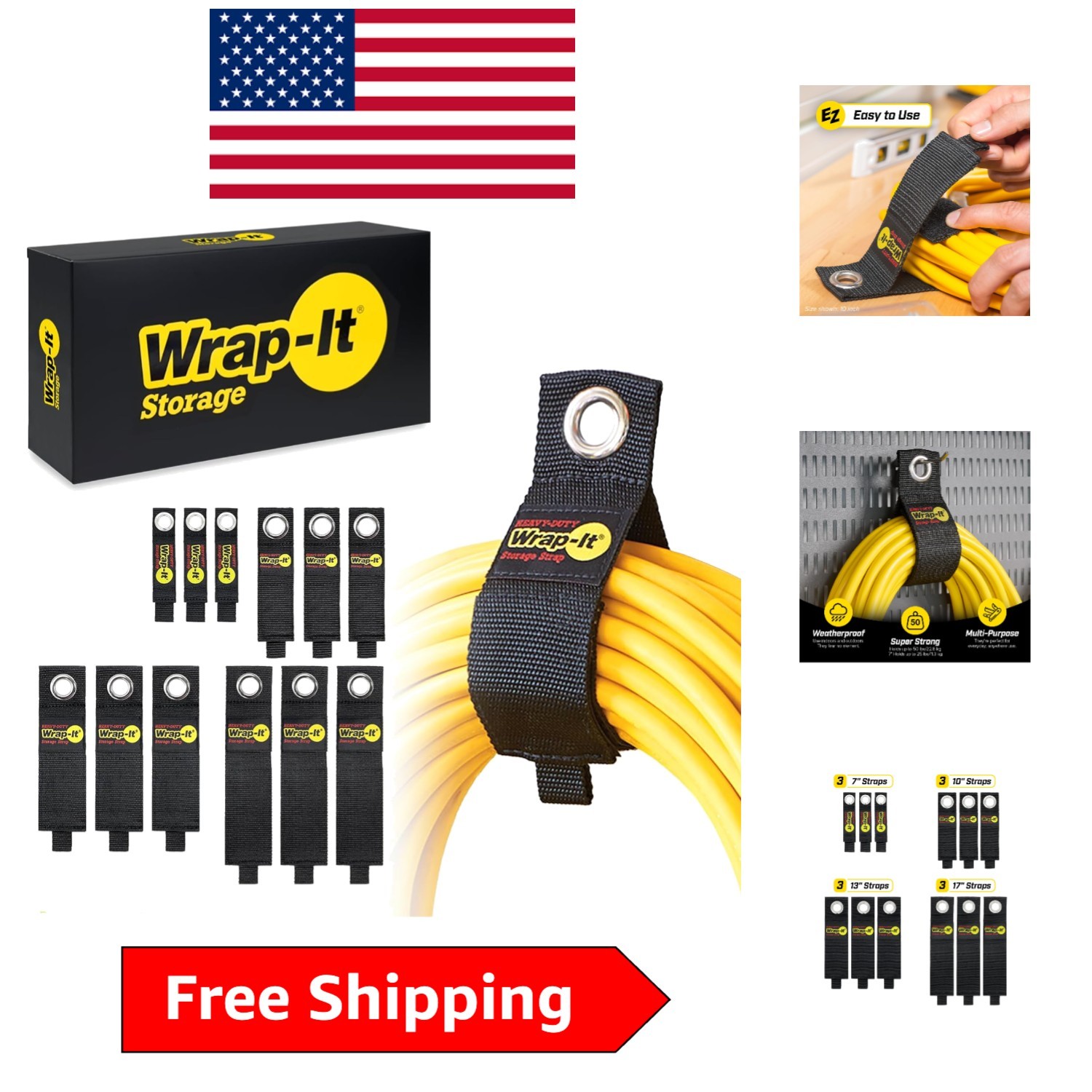 Assorted Size Heavy-Duty Straps 12-Pack - Perfect for Garage & RV Storage