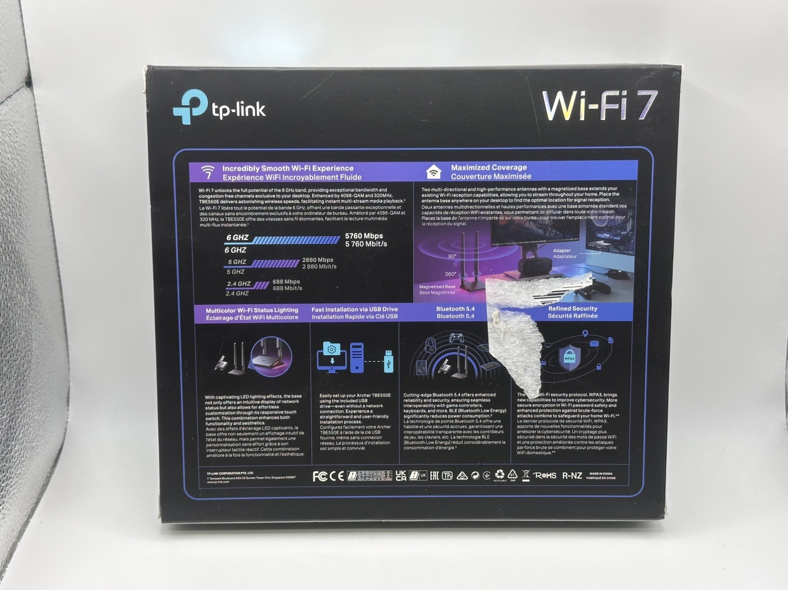 TP-Link BE9300 Wi-Fi 7 Bluetooth 5.4 PCIe Adapter Archer TBE550E Tri-Band BNIB