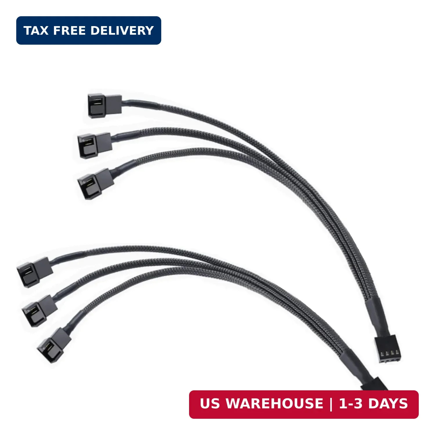 2-Pack 3-Way 4 Pin PWM Fan Splitter Cable - 10.6 Inches / 27 cm, 1x PWM Master t
