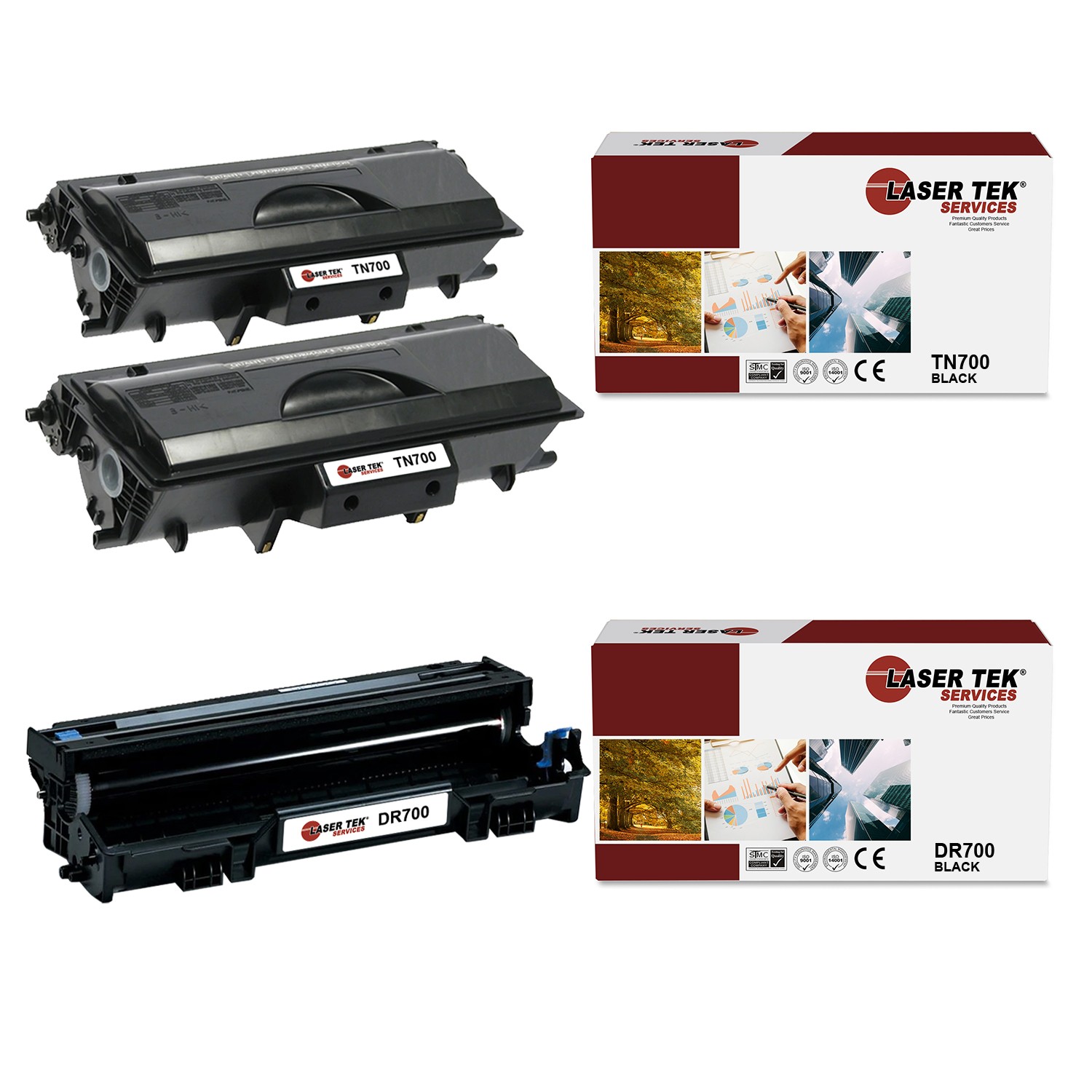 3Pk LTS TN-700 DR-700 Compatible for Brother HL 7050 7050N Toner and Drum Unit