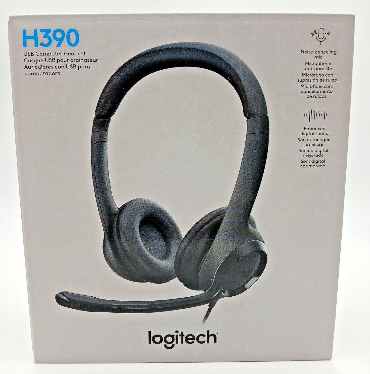 Logitech H390 Headset Wired USB-A Computer Headset Black Noise Cancel Mic NEW