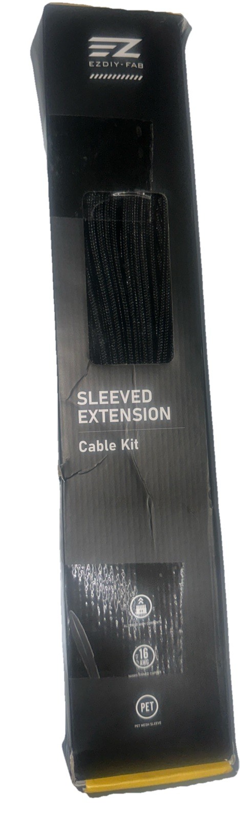 EZDIY-FAB PSU Extension Cable Sleeved Custom Mod PC Power Supply Cable Black