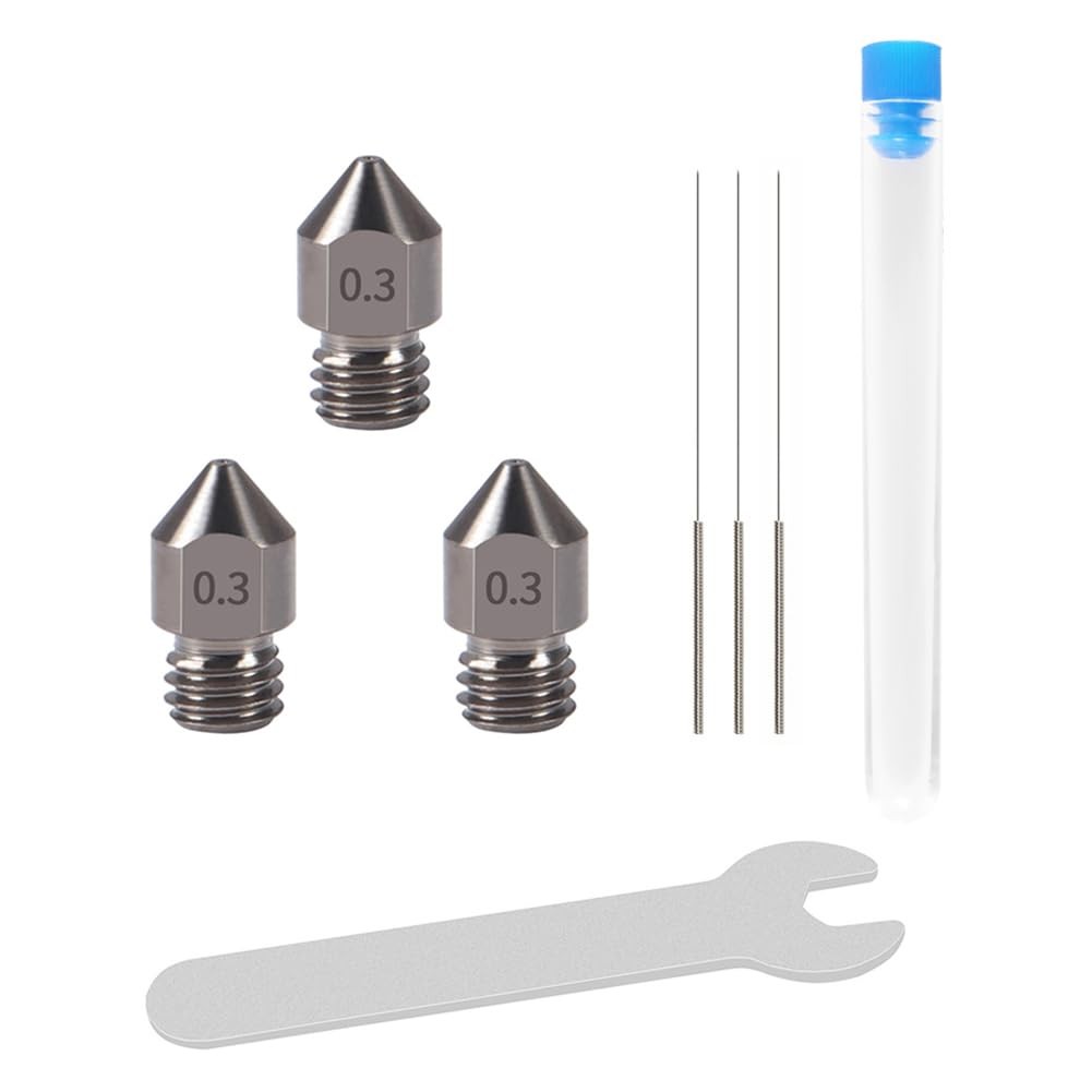 Aokin 3 Pcs 0.3mm Hardened Steel Nozzles MK8 Nozzles 3D Printer Nozzles and 3...